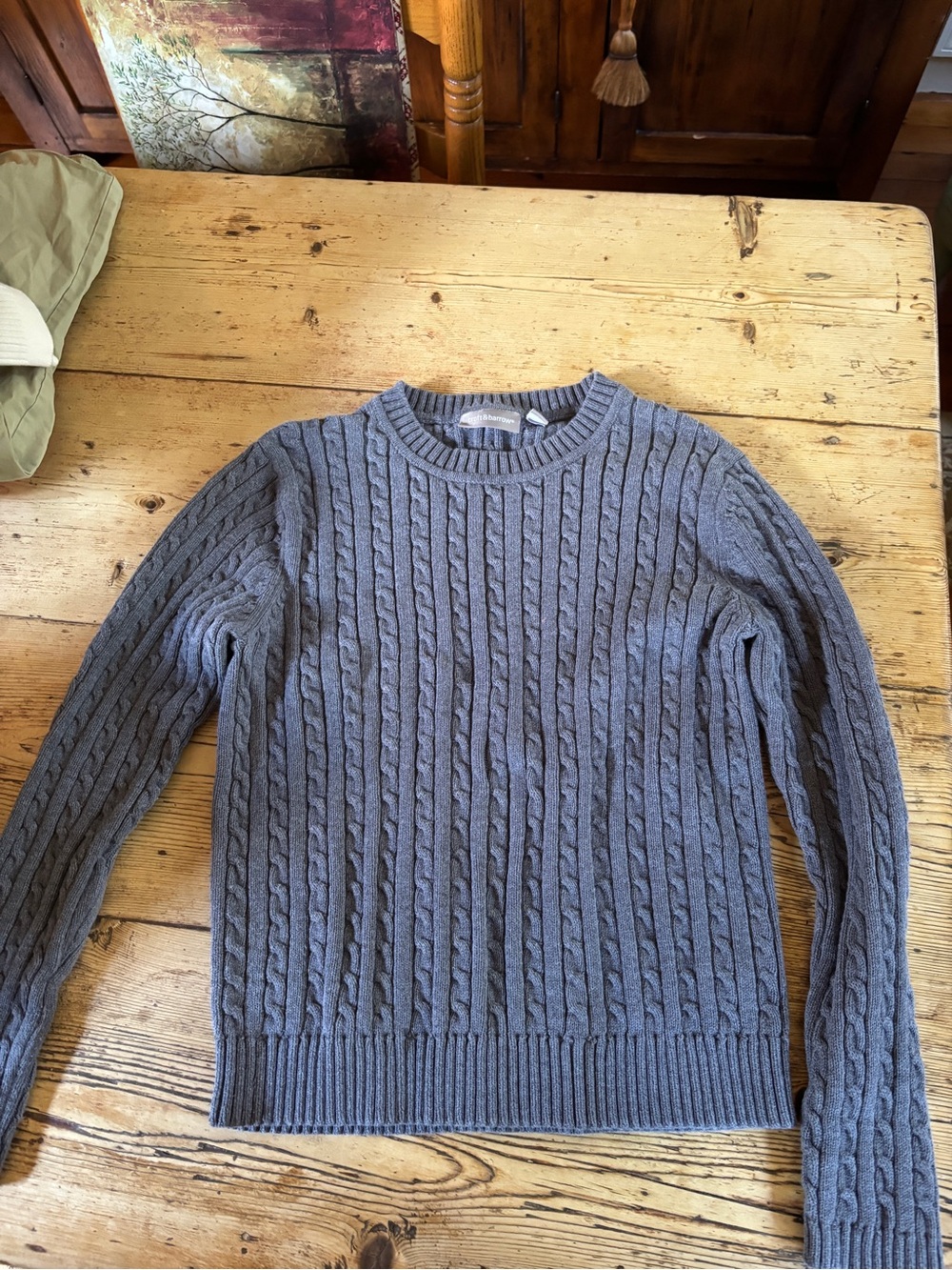 croft & barrow Women's Gray Cable-Pattern Crewneck Sweater